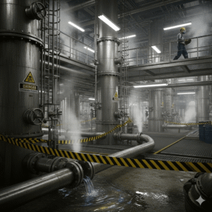 Hazardous industrial environment requiring a certified **explosion-proof camera** for monitoring.